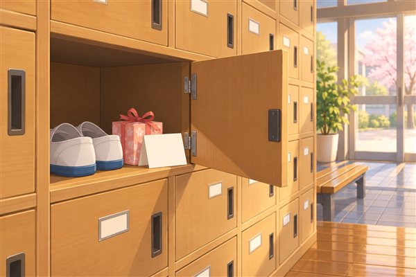 下駄箱に入れたプレゼントのイメージイラスト